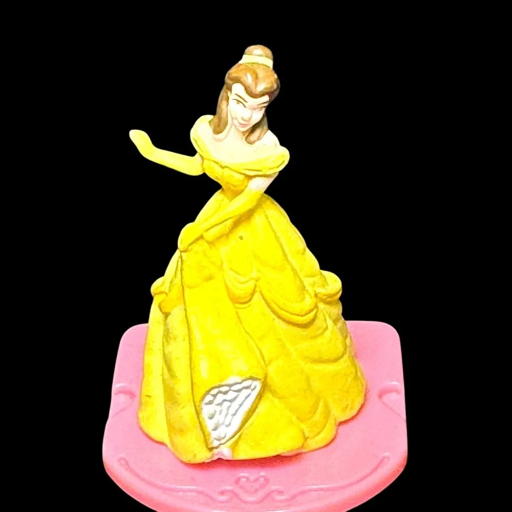 Disney Beauty And The Beast Figures Belle Cogsworth Lumiere Cake Topper Lot Of 4